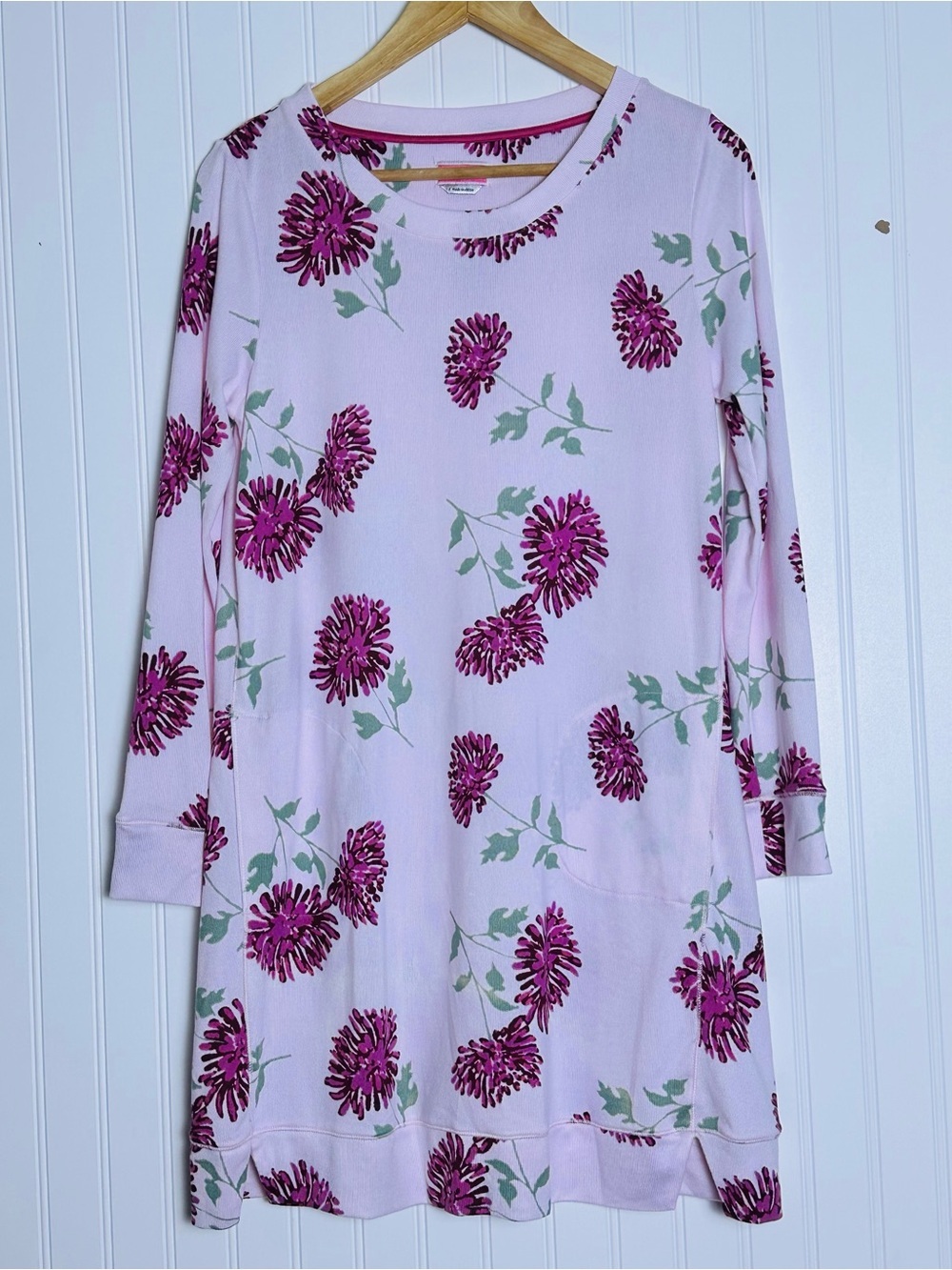 Kate Spade New York Blooming Print Brushed Sleepshirt In Pink Pockets Floral S
